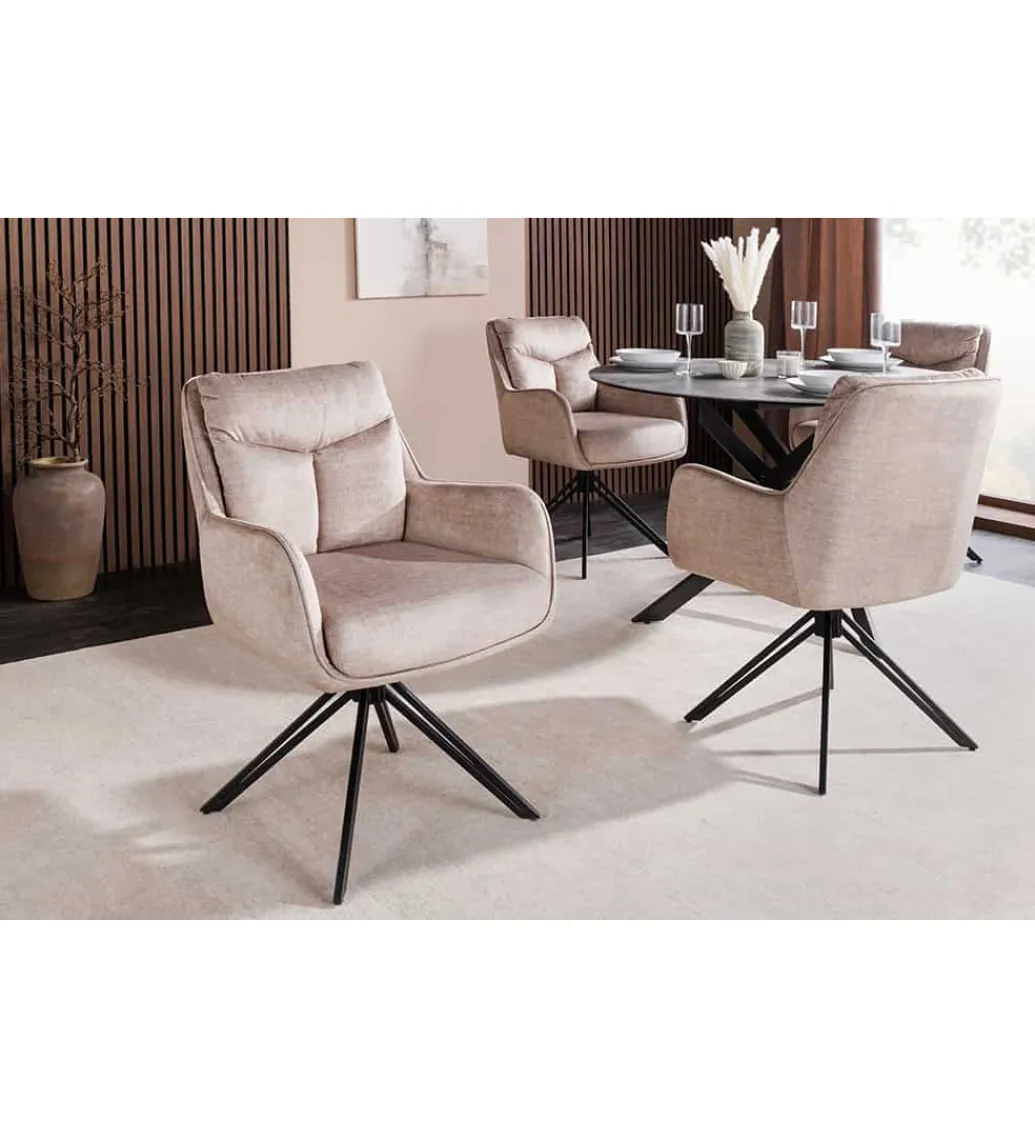 Krzesło obrotowe PROMETHEUS 88 cm 180 stopni welwet beżowe*Invicta Interior Discount