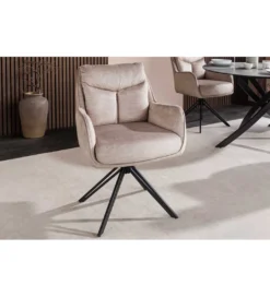 Krzesło obrotowe PROMETHEUS 88 cm 180 stopni welwet beżowe*Invicta Interior Discount