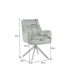 Krzesło obrotowe PROMETHEUS 88 cm 180 stopni welwet zielony*Invicta Interior Clearance