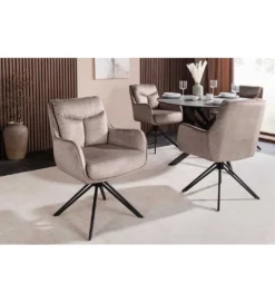 Krzesło obrotowe PROMETHEUS 88 cm 180 stopni welwet taupe*Invicta Interior Outlet