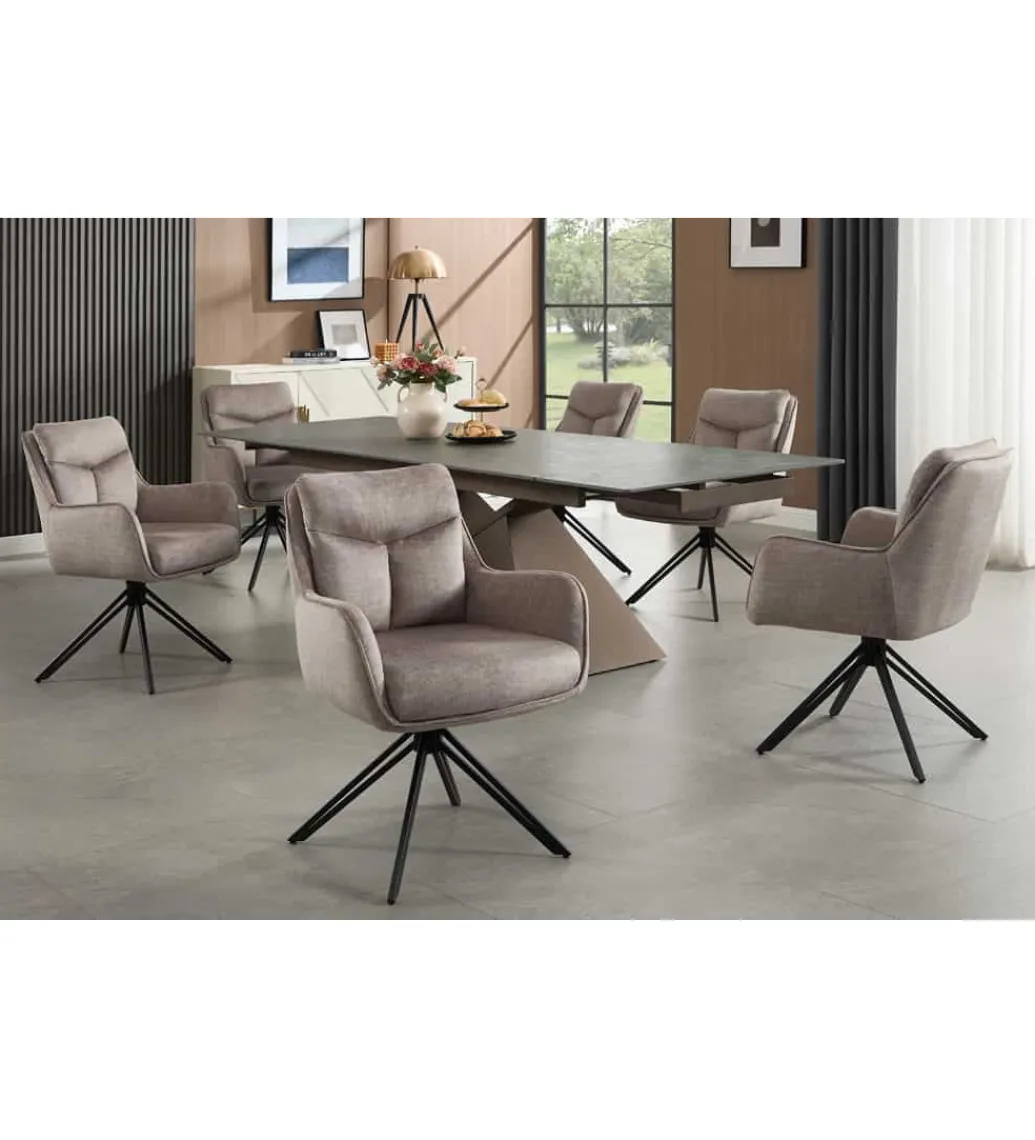 Krzesło obrotowe PROMETHEUS 88 cm 180 stopni welwet taupe*Invicta Interior Outlet