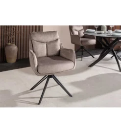 Krzesło obrotowe PROMETHEUS 88 cm 180 stopni welwet taupe*Invicta Interior Outlet
