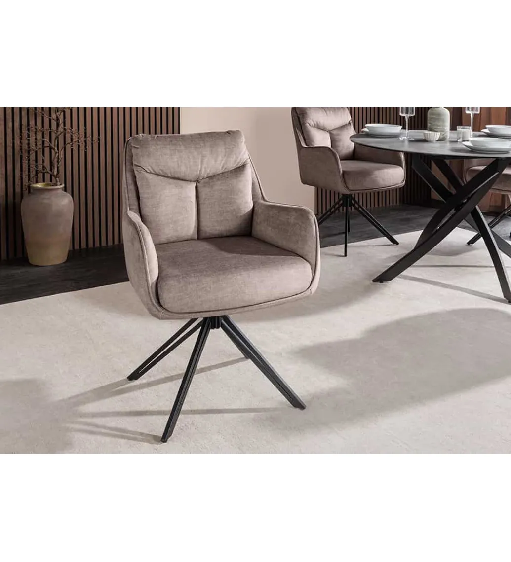 Krzesło obrotowe PROMETHEUS 88 cm 180 stopni welwet taupe*Invicta Interior Outlet