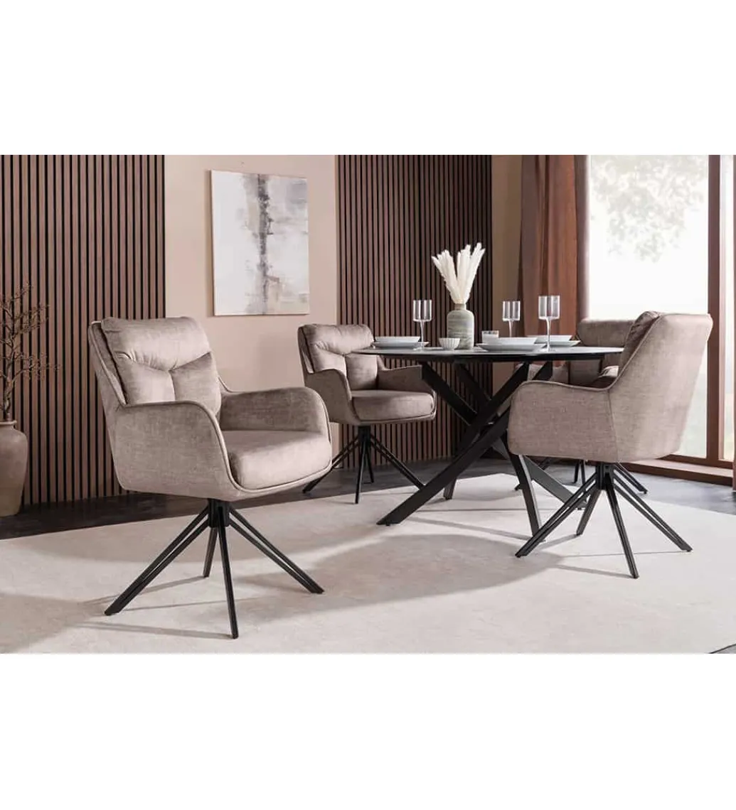 Krzesło obrotowe PROMETHEUS 88 cm 180 stopni welwet taupe*Invicta Interior Outlet
