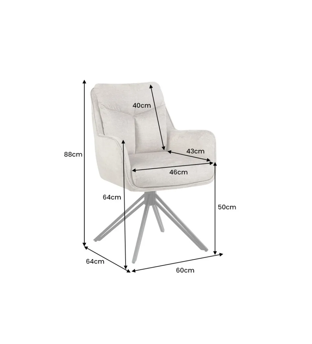 Krzesło obrotowe PROMETHEUS 88 cm 180 stopni welwet taupe*Invicta Interior Outlet
