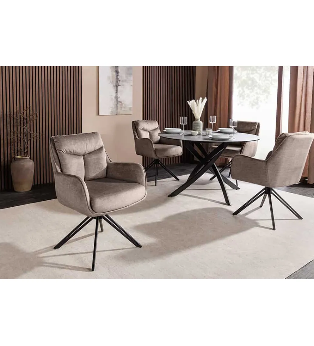 Krzesło obrotowe PROMETHEUS 88 cm 180 stopni welwet taupe*Invicta Interior Outlet