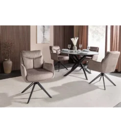 Krzesło obrotowe PROMETHEUS 88 cm 180 stopni welwet taupe*Invicta Interior Outlet