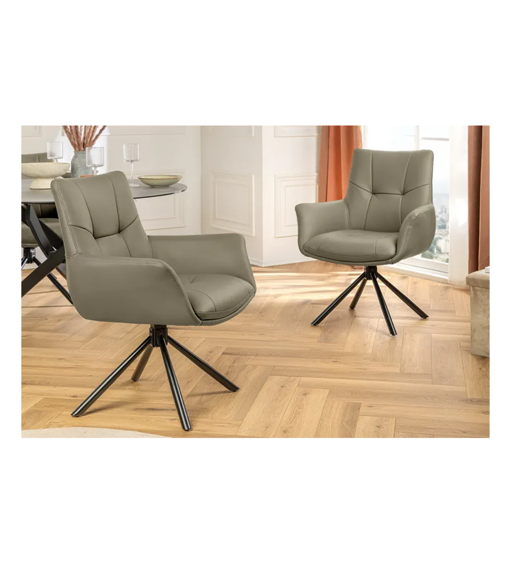 Krzesło obrotowe SIGNATURE skórzany taupe*Invicta Interior Sale