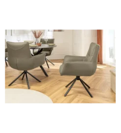 Krzesło obrotowe SIGNATURE skórzany taupe*Invicta Interior Sale