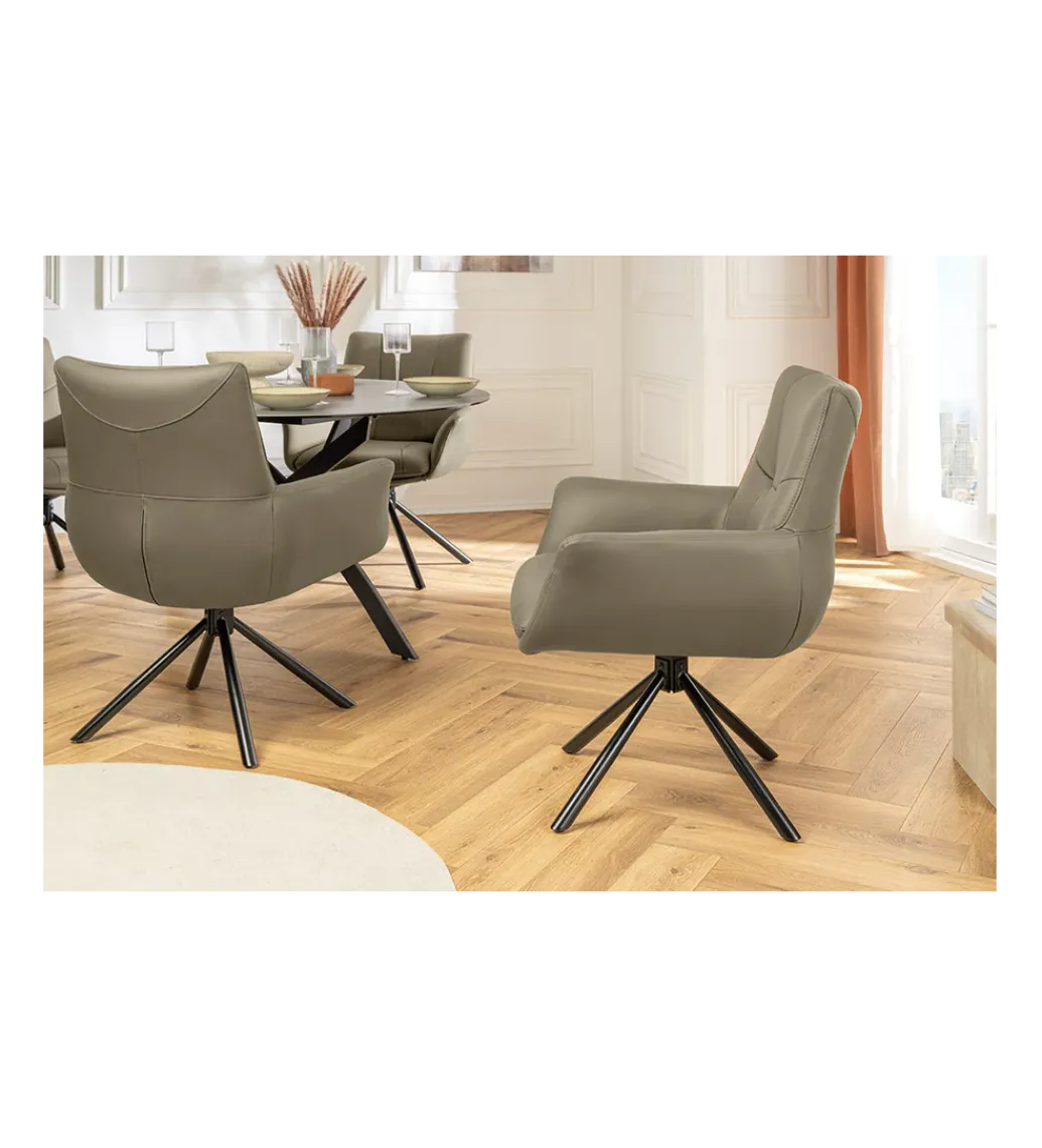Krzesło obrotowe SIGNATURE skórzany taupe*Invicta Interior Sale