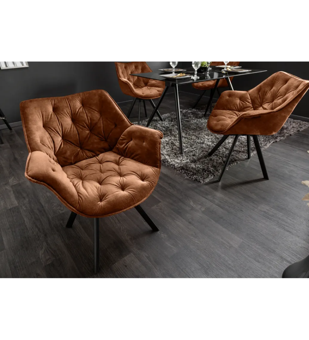 Krzesło obrotowe THE DUTCH COMFORT welwet brązowy*Invicta Interior