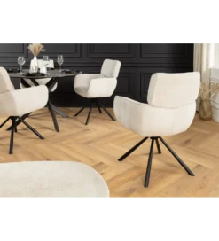 Krzesło obrotowe UNIQUE 180 stopni chenille szampański beż*Invicta Interior Discount