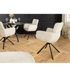 Krzesło obrotowe UNIQUE 180 stopni chenille szampański beż*Invicta Interior Discount