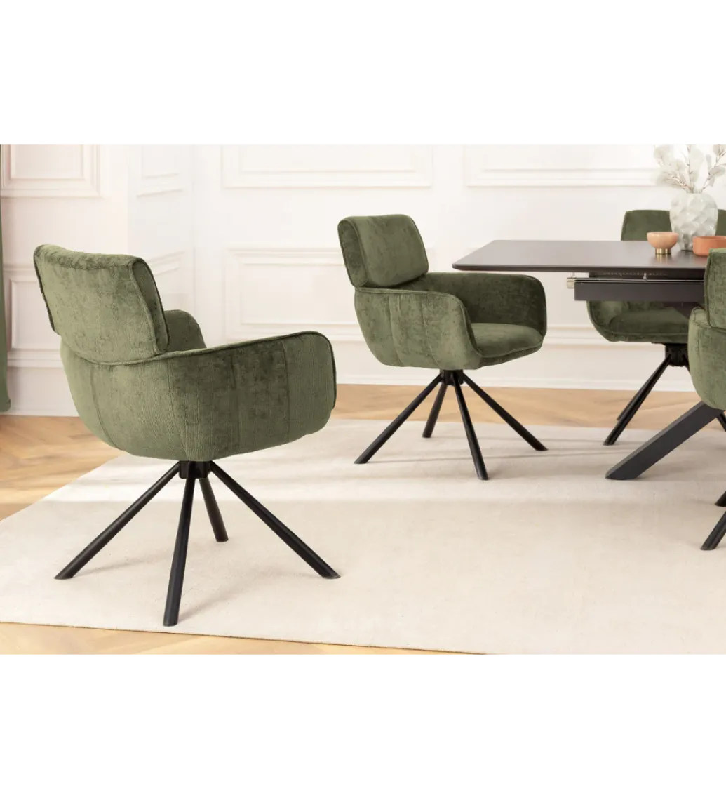 Krzesło obrotowe UNIQUE 180 stopni chenille zielony*Invicta Interior - przedsprzedaż Clearance