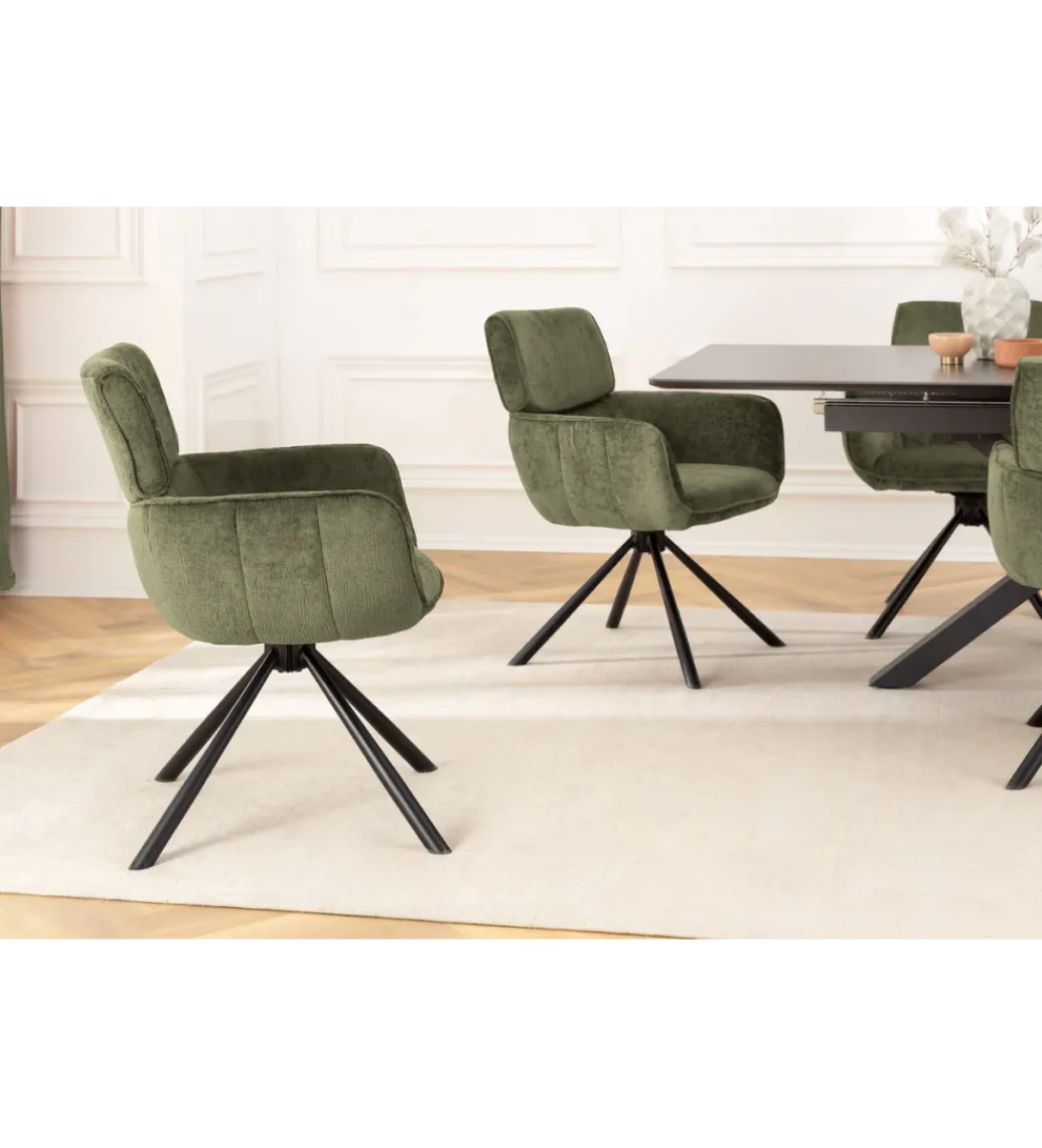 Krzesło obrotowe UNIQUE 180 stopni chenille zielony*Invicta Interior - przedsprzedaż Clearance
