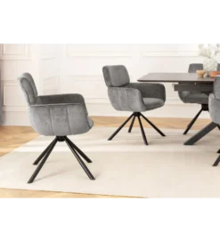 Krzesło obrotowe UNIQUE 180 stopni chenille szary*Invicta Interior New