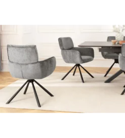 Krzesło obrotowe UNIQUE 180 stopni chenille szary*Invicta Interior New