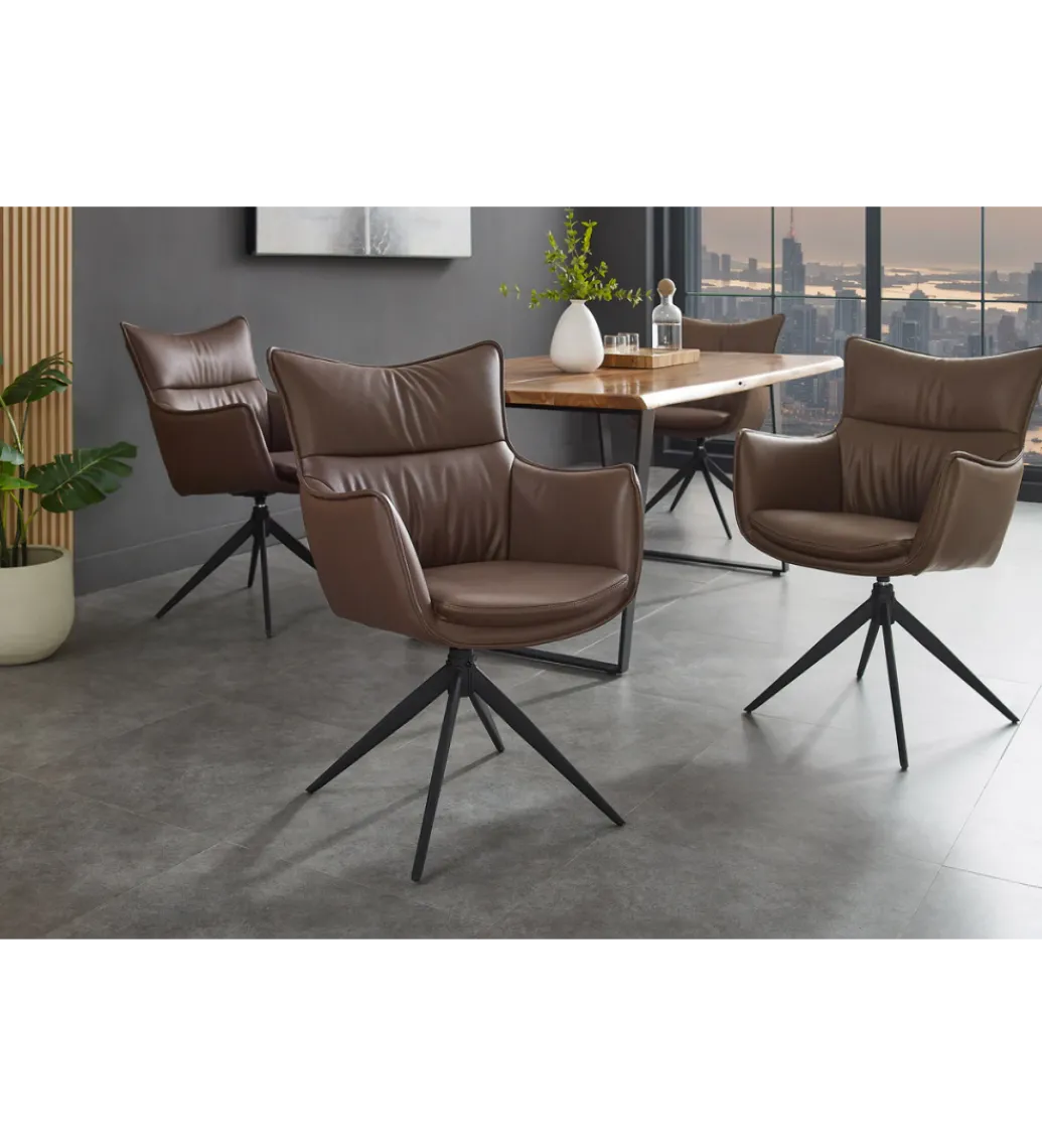 Krzesło obrotowe VOUGE skórzane brązowe*Invicta Interior Discount