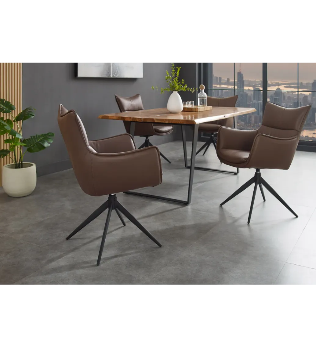 Krzesło obrotowe VOUGE skórzane brązowe*Invicta Interior Discount
