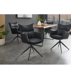 Krzesło obrotowe VOUGE skórzany czarny*Invicta Interior Discount