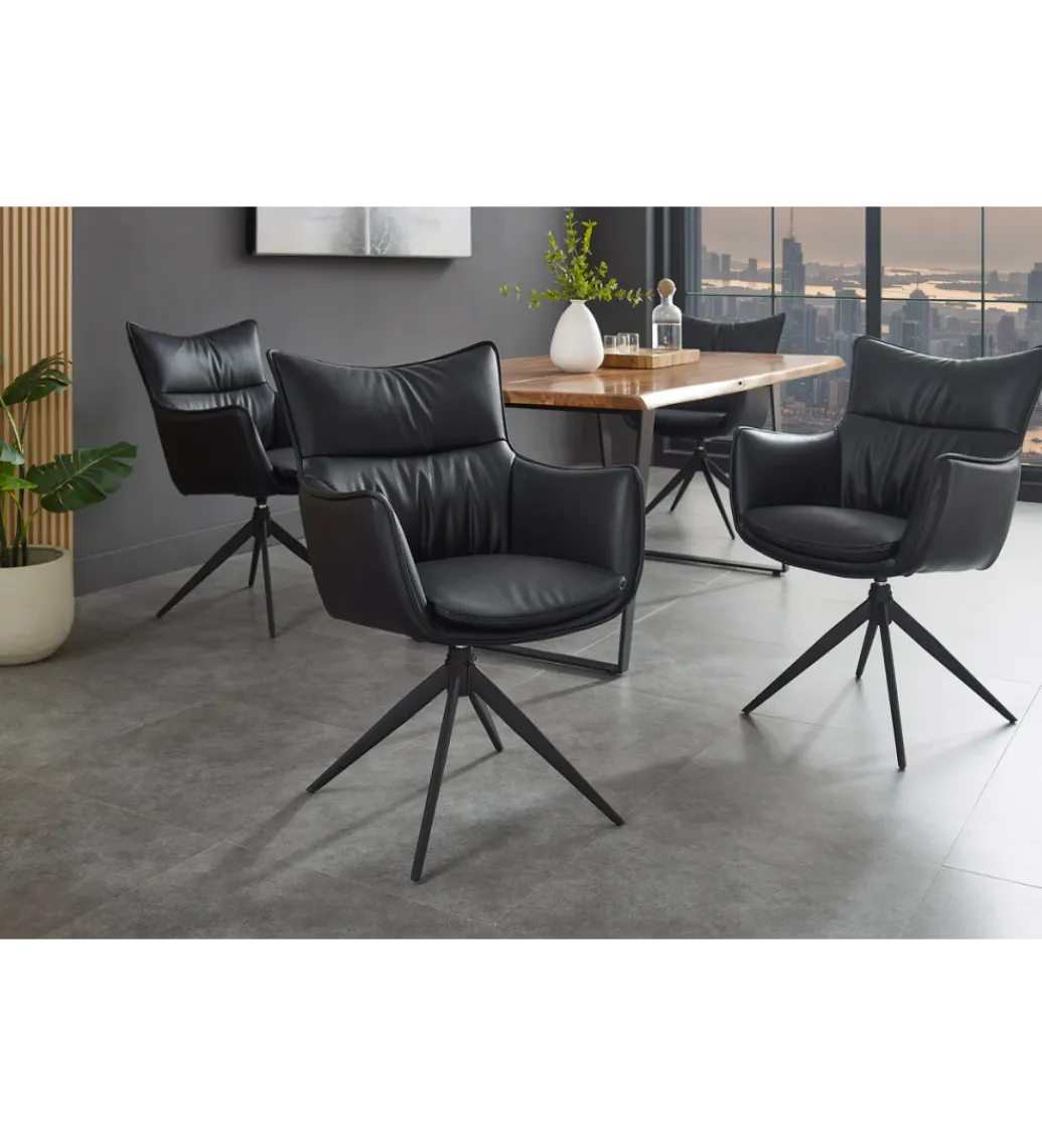 Krzesło obrotowe VOUGE skórzany czarny*Invicta Interior Discount