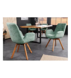 Krzesło obrotowe ZENI bouclé miętowy 360 stopni*Invicta Interior Outlet