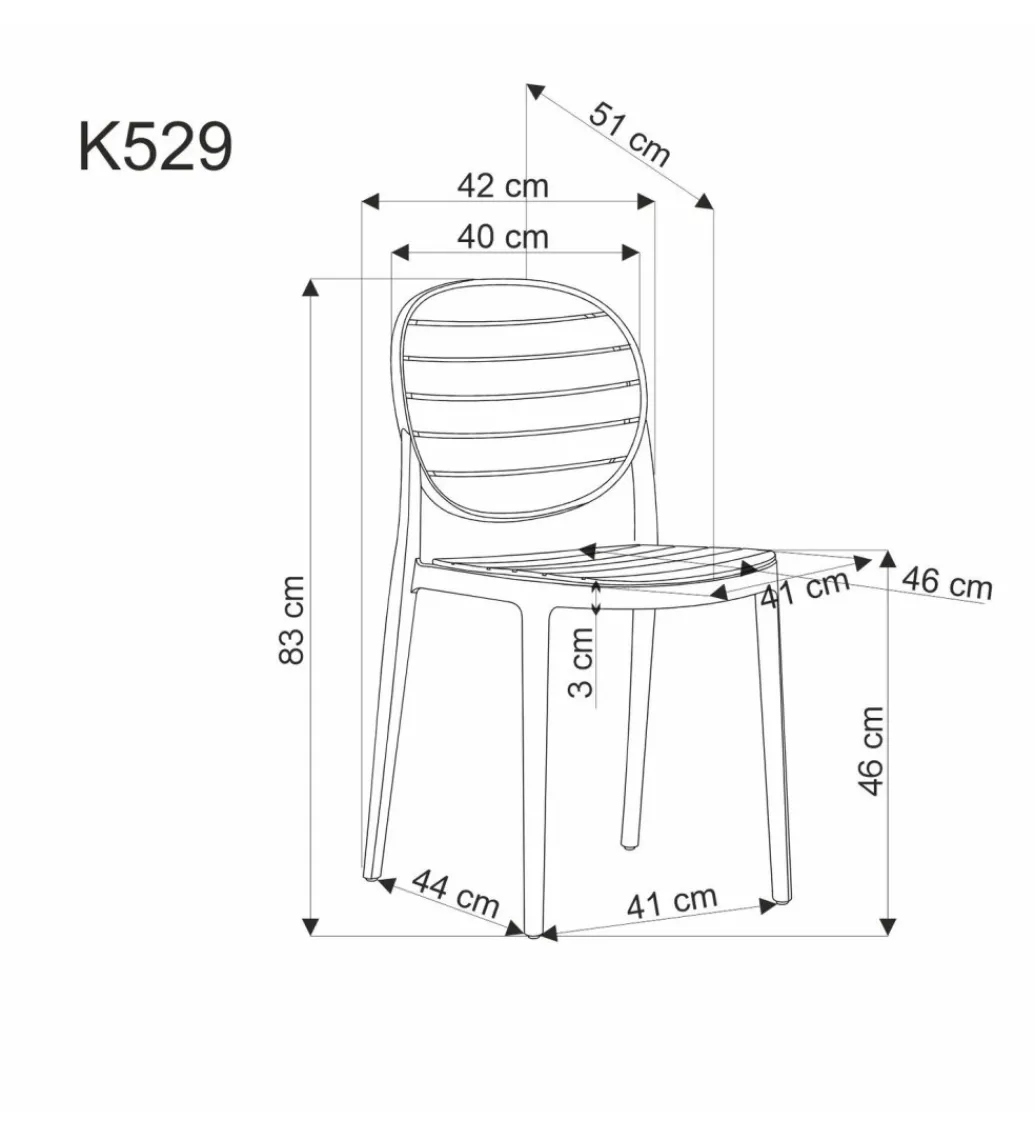 Krzesło ogrodowe K529 83 cm czarne naturalne*Halmar Clearance