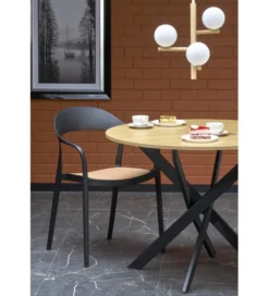 Krzesło ogrodowe K530 80 cm czarne naturalne*Halmar Discount