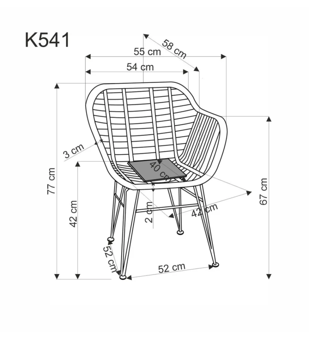 Krzesło ogrodowe K541 77 cm naturalne czarne*Halmar Online