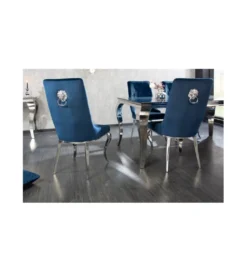 Krzesło OXANA Modern Barock z kołatką niebieskie*Invicta Interior Discount