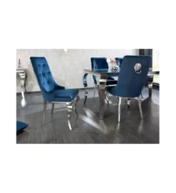 Krzesło OXANA Modern Barock z kołatką niebieskie*Invicta Interior Discount