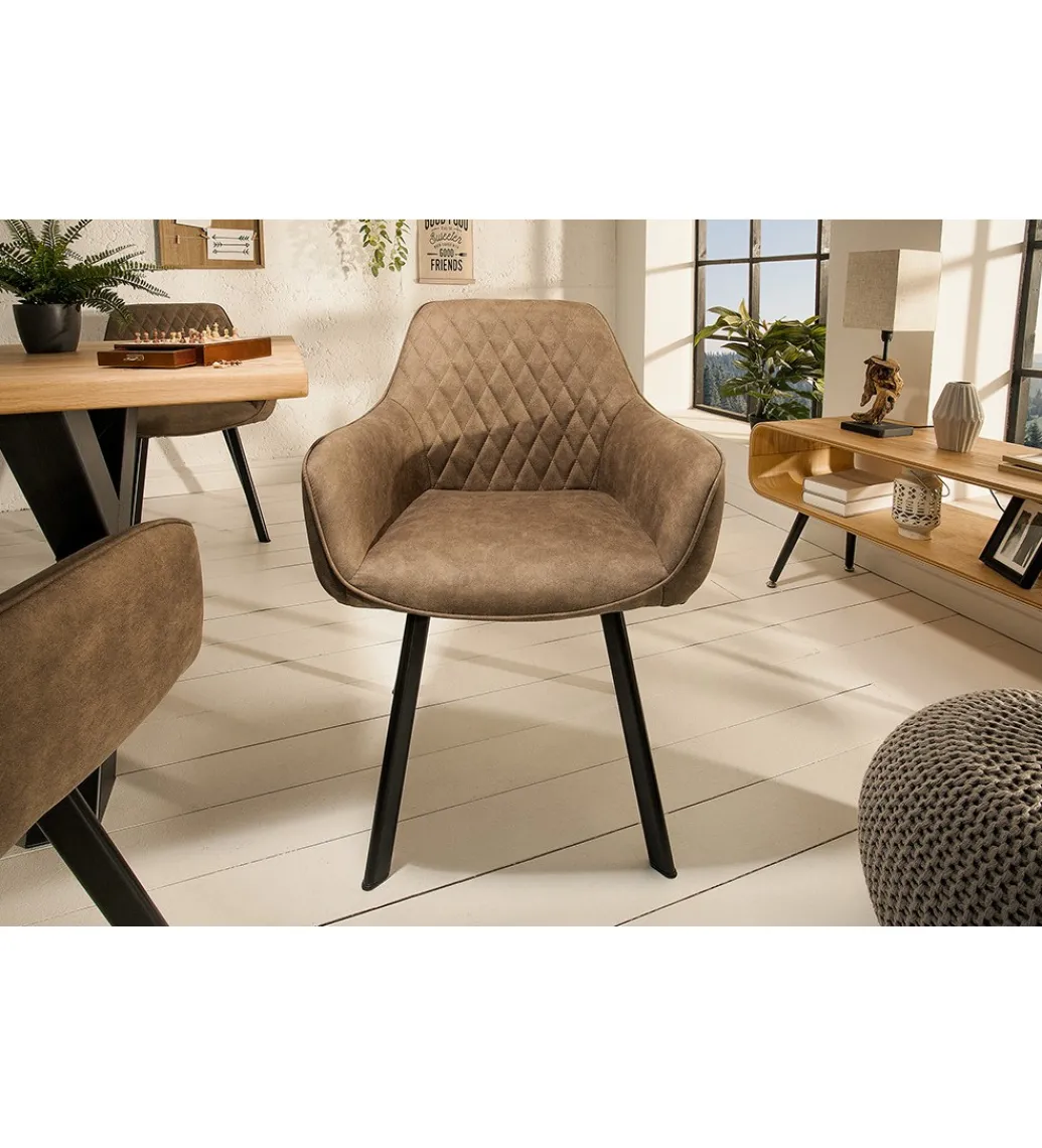 Krzesło Palermo z podłokietnikami taupe*Invicta Interior Best