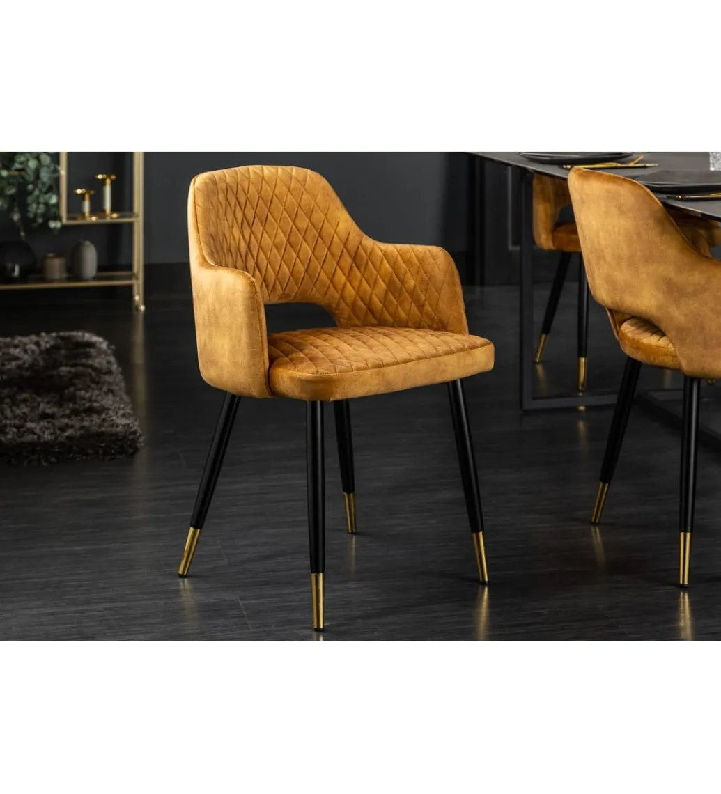Krzesło PARIS velvet musztardowy*Invicta Interior Clearance