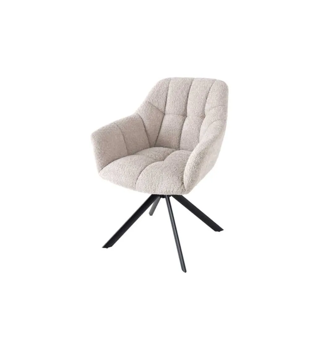 Krzesło PARKO obrotowe 180 stopni bouclé beżowy*Invicta Interior Discount