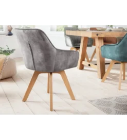Krzesło RAMZES z obrotowym siedziskiem szare aksamit*Invicta Interior Outlet