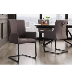 Krzesło SAMSON z podłokietnikami skóra naturalna w kolorze taupe*Invicta Interior Outlet