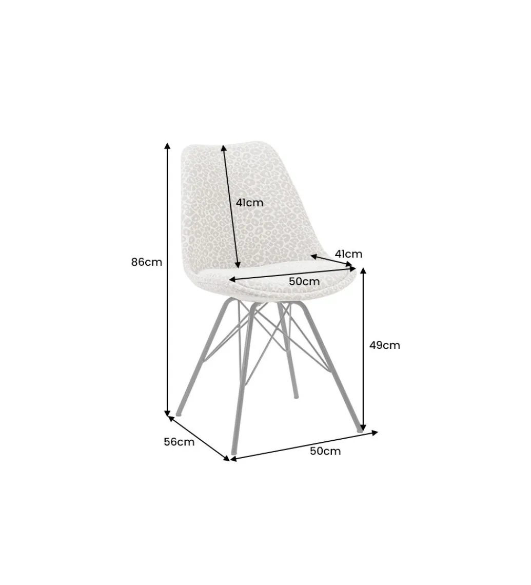 Krzesło SCANDINAVIA 86 cm śnieżna panterka beżowo szara*Invicta Interior Clearance