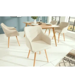 Krzesło Scandinavia Line z podłokietnikami beżowe*Invicta Interior Outlet
