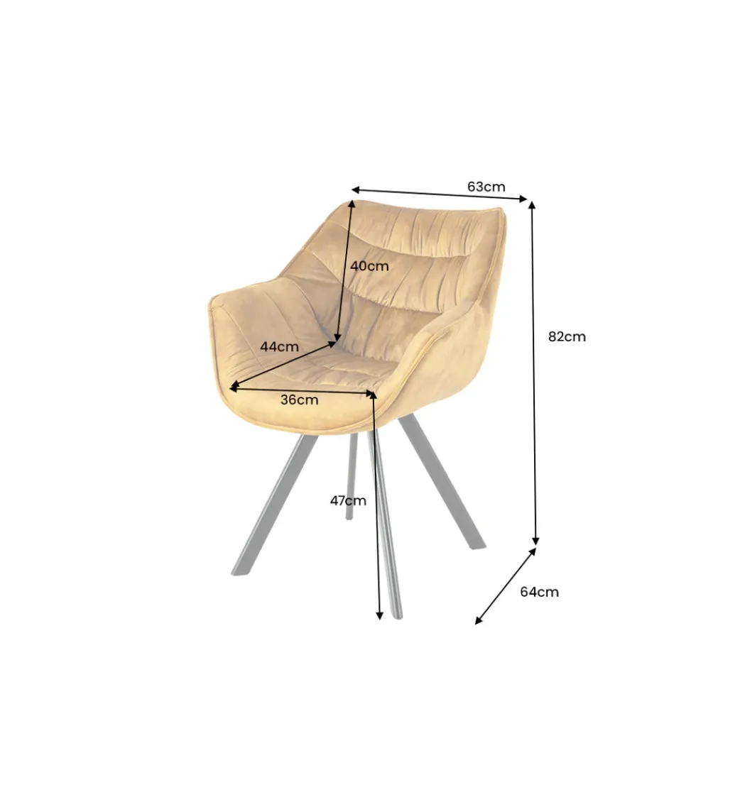 Krzesło THE DUTCH COMFORT z podłokietnikami welur musztardowy*Invicta Interior Best
