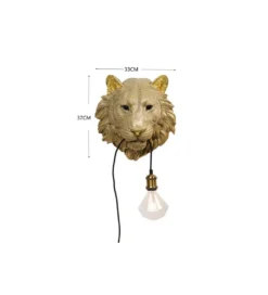 Lampa ścienna ANIMAL TIGER HEAD 34 cm złota*KDesign Best