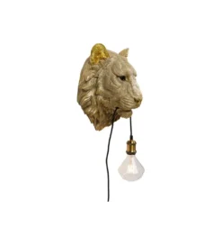Lampa ścienna ANIMAL TIGER HEAD 34 cm złota*KDesign Best