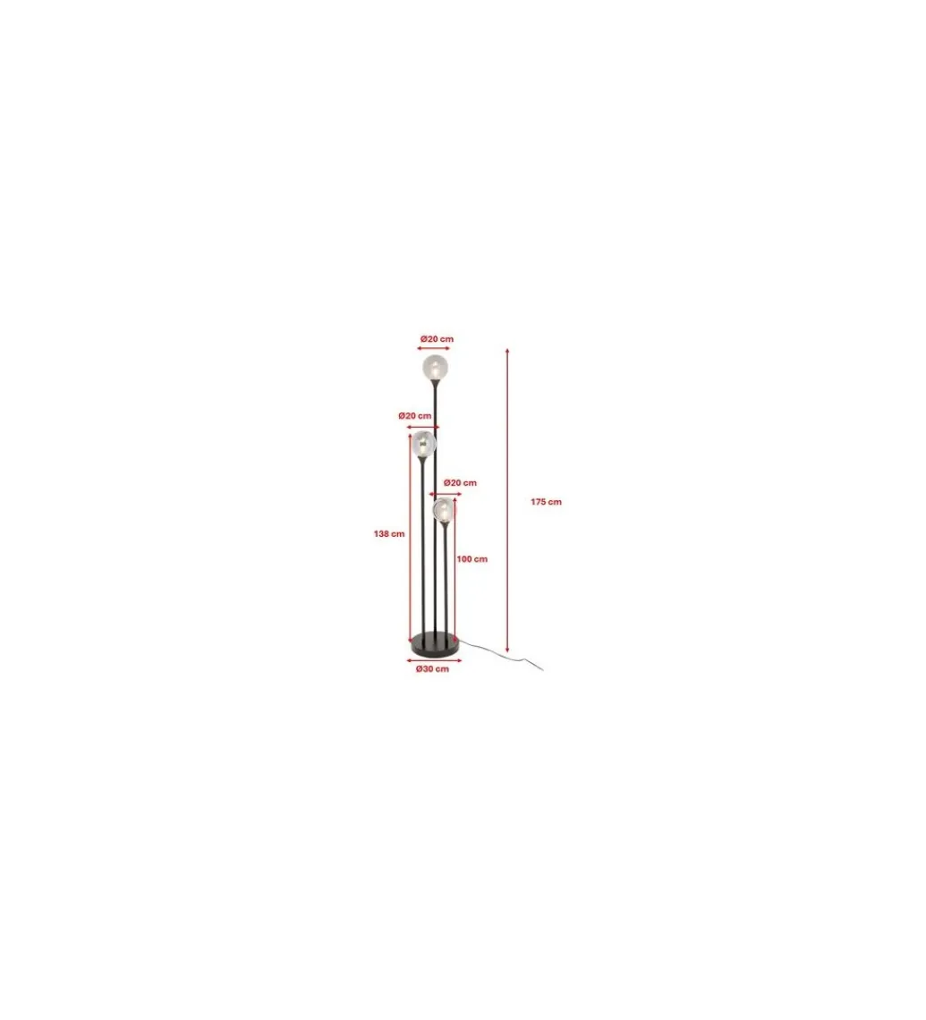 Lampa podłogowa AL CAPONE TRE 175 cm czarne*KDesign