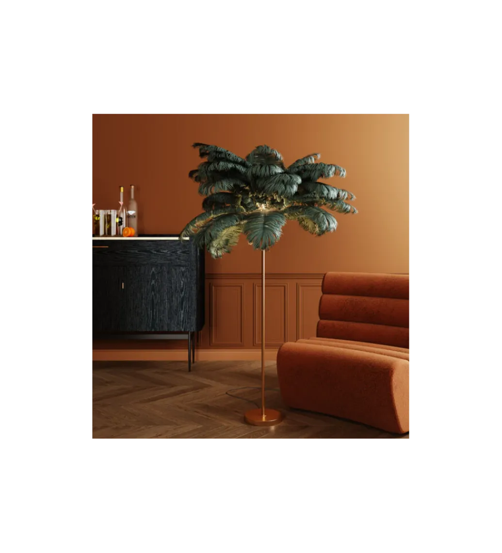 Lampa podłogowa FEATHER PALM 165 cm pióra turkusowa*KDesign New
