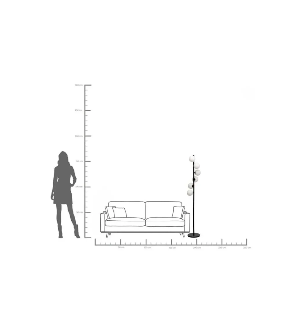 Lampa podłogowa SCALA BALLS 160 cm czarna z mlecznymi kloszami*KDesign Online