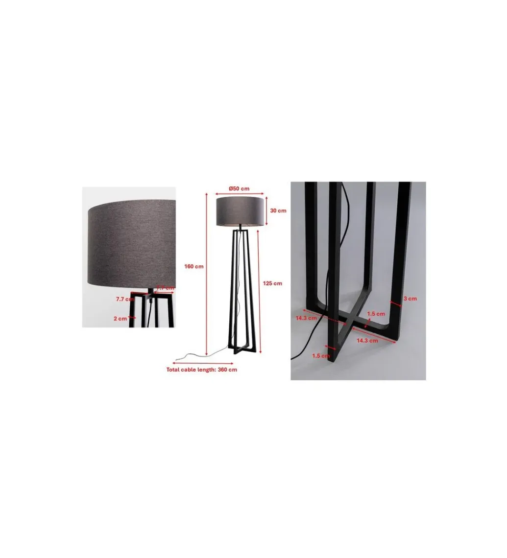 Lampa podłogowa TIMON 160 cm czarna*KDesign Best