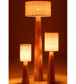 Lampa podłogowa UMBRELLA 157 cm drewno ailantus naturalna*J-Line Best