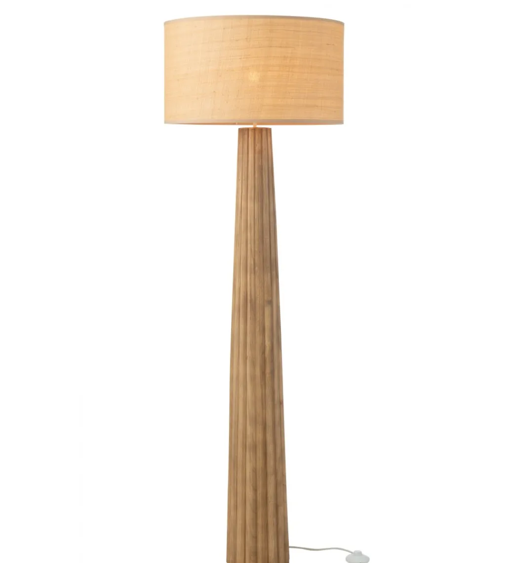 Lampa podłogowa UMBRELLA 157 cm drewno ailantus naturalna*J-Line Best