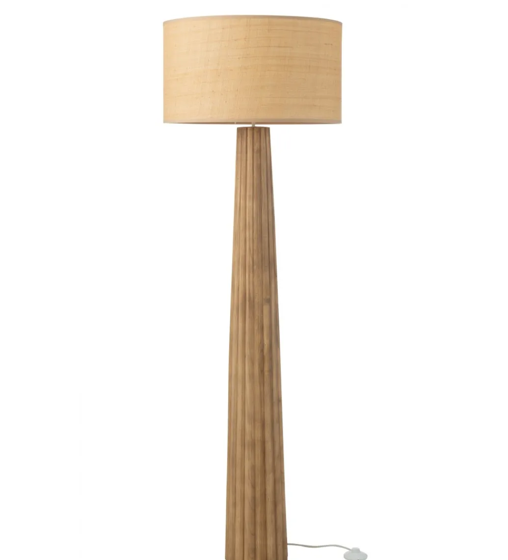 Lampa podłogowa UMBRELLA 157 cm drewno ailantus naturalna*J-Line Best