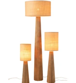 Lampa podłogowa UMBRELLA 157 cm drewno ailantus naturalna*J-Line Best