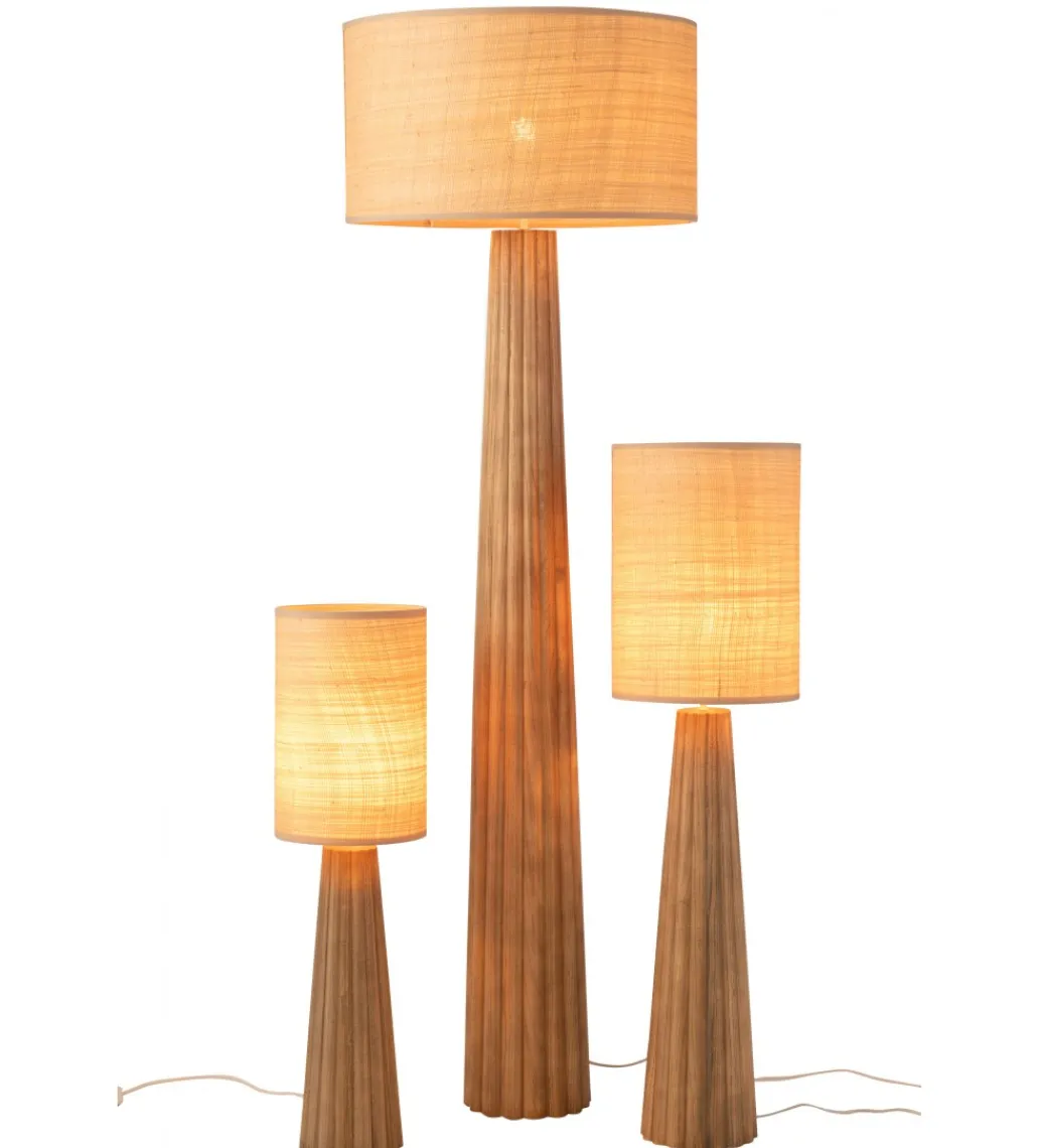 Lampa podłogowa UMBRELLA 157 cm drewno ailantus naturalna*J-Line Best